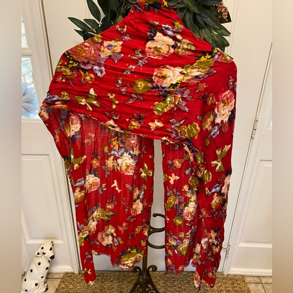 Pretty Colorful Floral Lightweight Scarf with Sequins - Picture 2 of 10